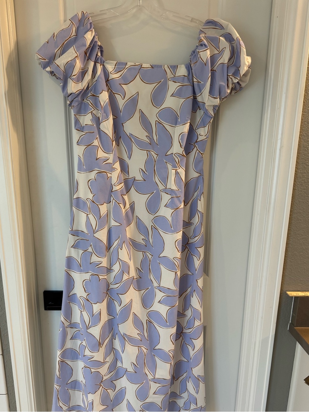 A New Day Lavender Floral Puff-Sleeve Midi Dress